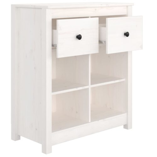 Sideboard White 70x35x80cm Solid Wood Pine - Image 5