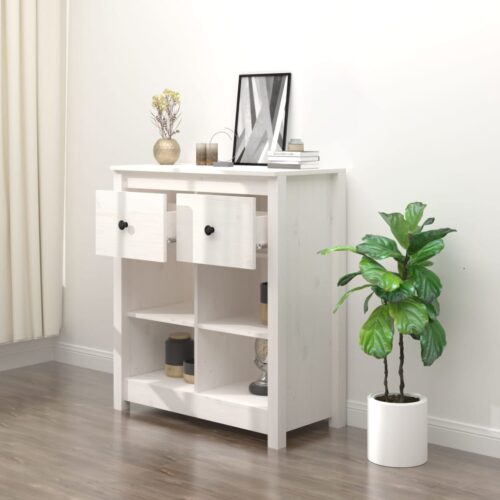 Sideboard White 70x35x80cm Solid Wood Pine - Image 6