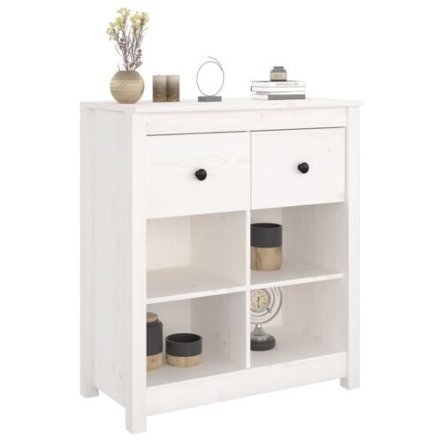 Sideboard White 70x35x80cm Solid Wood Pine - Image 7
