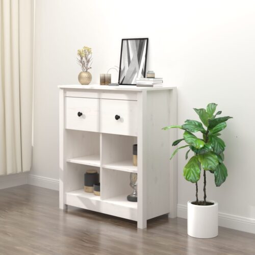 Sideboard White 70x35x80cm Solid Wood Pine - Image 11