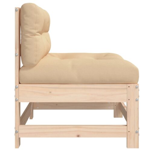 Middle Sofa with Cushions Solid Wood Pine - Image 4