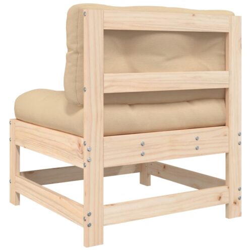 Middle Sofa with Cushions Solid Wood Pine - Image 5