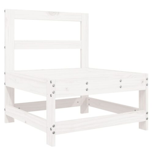 Middle Sofa with Cushions White Solid Wood Pine - Image 6