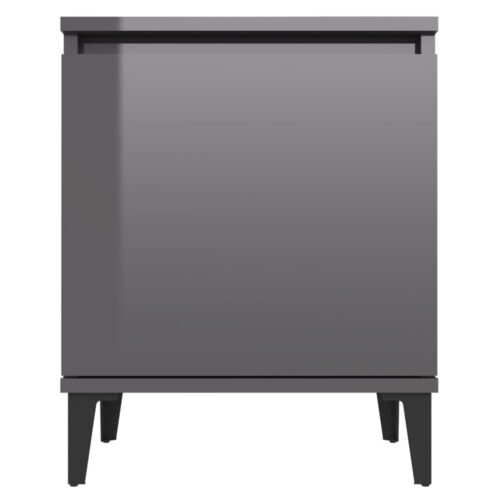 2x High Gloss Bedside Tables Drawers Storage Side Wood Cabinets Nightstand Grey - Image 7