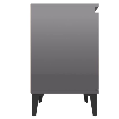 2x High Gloss Bedside Tables Drawers Storage Side Wood Cabinets Nightstand Grey - Image 8
