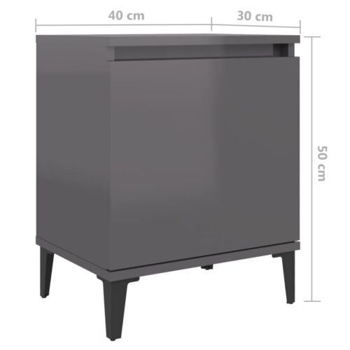 2x High Gloss Bedside Tables Drawers Storage Side Wood Cabinets Nightstand Grey - Image 9