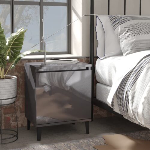 2x High Gloss Bedside Tables Drawers Storage Side Wood Cabinets Nightstand Grey