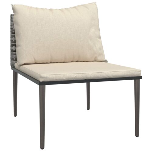 Garden Middle Sofas with Cushions 2pcs Grey Poly Rattan - Image 4