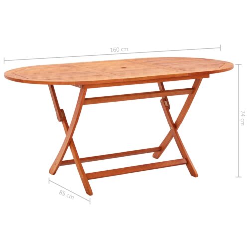 Folding Garden Table 160x85x74cm Solid Eucalyptus Wood - Image 7