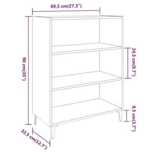 Sideboard High Gloss White 69.5x32.5x90cm Engineered Wood - Image 7