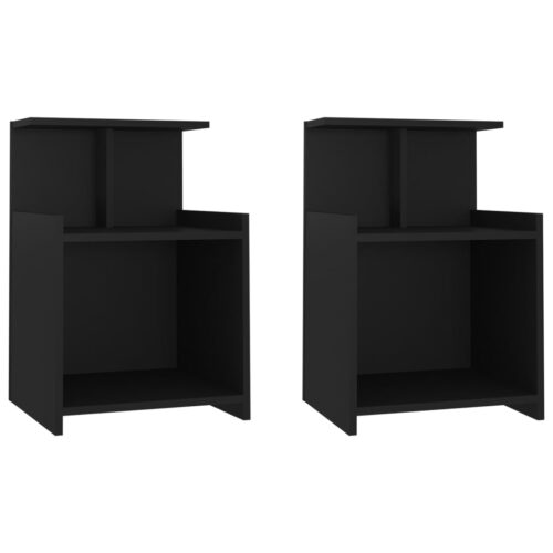 Bed Cabinets 2pcs Black 40x35x60cm Engineered Wood - Image 2