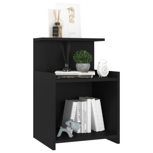 Bed Cabinets 2pcs Black 40x35x60cm Engineered Wood - Image 6