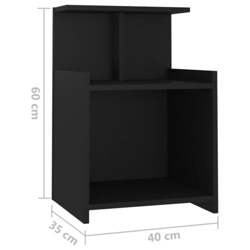 Bed Cabinets 2pcs Black 40x35x60cm Engineered Wood - Image 7