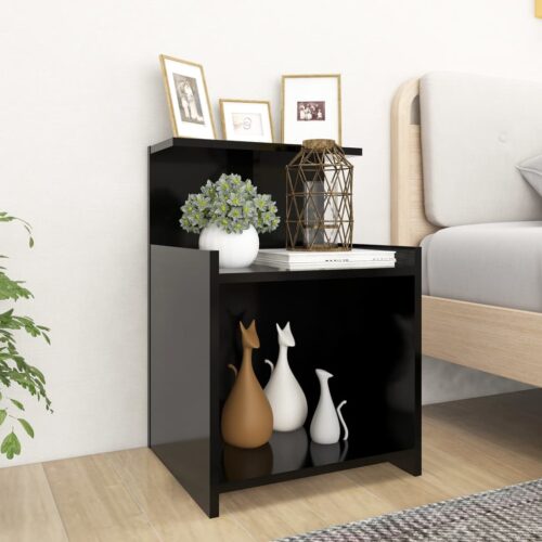 Bed Cabinets 2pcs Black 40x35x60cm Engineered Wood - Image 9