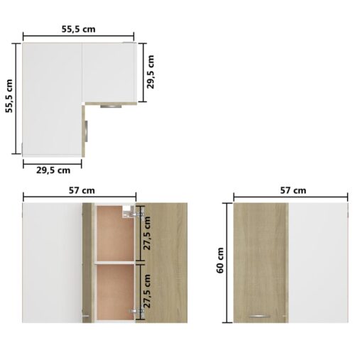 Hanging Corner Cabinet Sonoma Oak 57x57x60cm Engineered Wood - Image 9