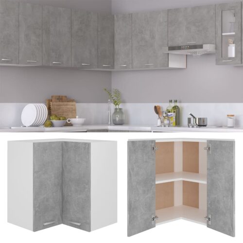Hanging Corner Cabinet Concrete Grey 57x57x60cm Engineered Wood - Image 2