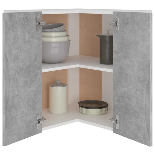 Hanging Corner Cabinet Concrete Grey 57x57x60cm Engineered Wood - Image 4