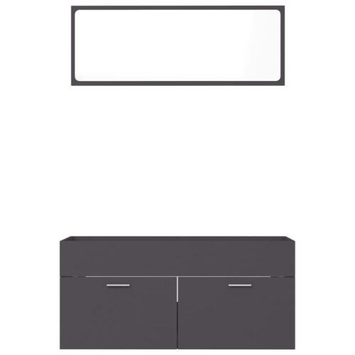 2-Piece Bathroom Furniture Set Grey Engineered Wood - Image 6