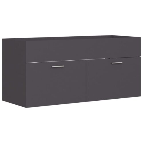 2-Piece Bathroom Furniture Set Grey Engineered Wood - Image 8