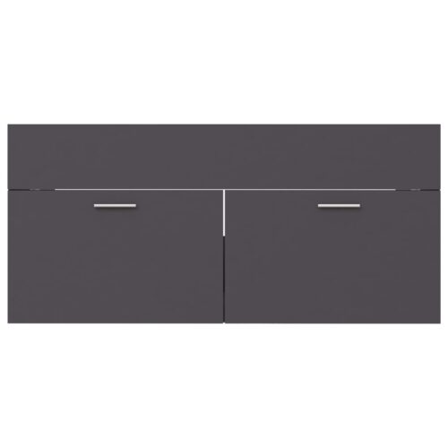 2-Piece Bathroom Furniture Set Grey Engineered Wood - Image 9