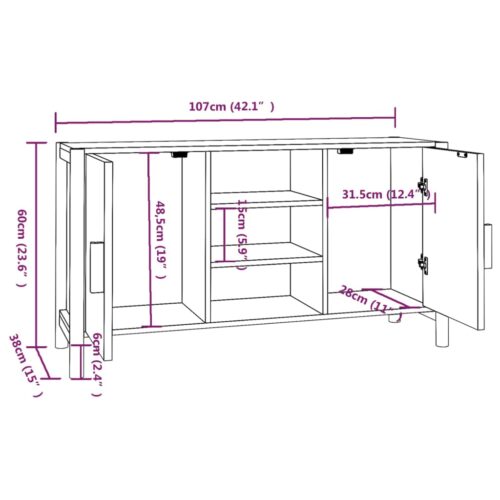 Sideboard White 107x38x60cm Engineered Wood - Image 8