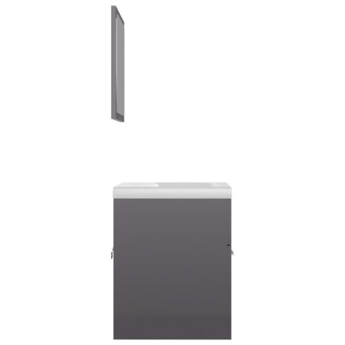 Bathroom Furniture Set High Gloss Grey Engineered Wood - Image 6