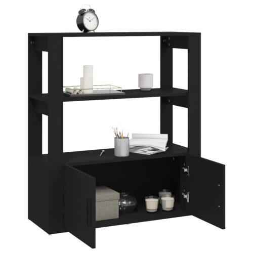 Sideboard Black 80x30x90cm Engineered Wood - Image 5