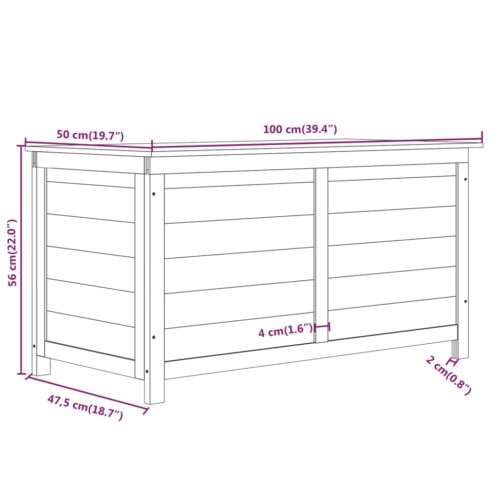 Outdoor Cushion Box Anthracite 100x50x56cm Solid Wood Fir - Image 7