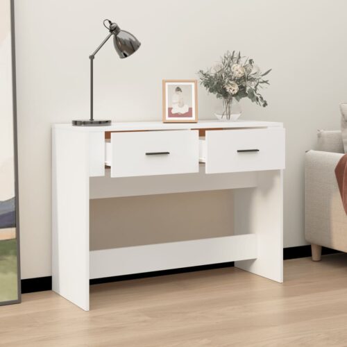 Wooden Console Table Hallway Entry Dressing Display Shelf Desk Drawers White - Image 3