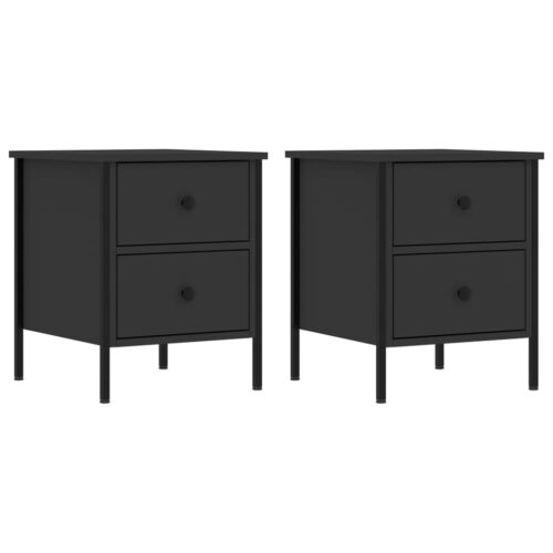 Bedside Cabinets 2pcs Black 40x42x50cm Engineered Wood