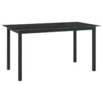 Aluminium Glass Garden Table Garden Patio Dining Lounge Black 150x90x74cm
