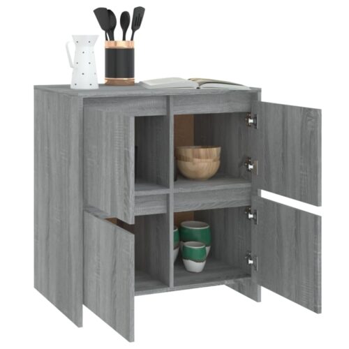 Wooden Sideboard Grey Kitchen Living Room Buffet Storage Cupboard Rack Cabinet - Image 6