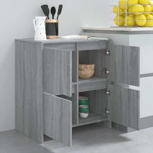 Wooden Sideboard Grey Kitchen Living Room Buffet Storage Cupboard Rack Cabinet - Image 8