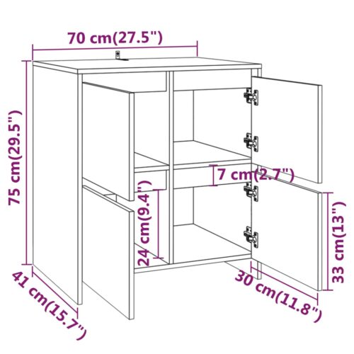 Wooden Sideboard Grey Kitchen Living Room Buffet Storage Cupboard Rack Cabinet - Image 10
