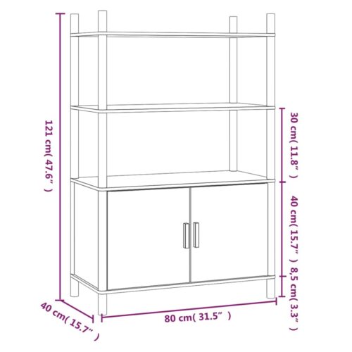 Highboard White 80x40x121cm Engineered Wood - Image 6