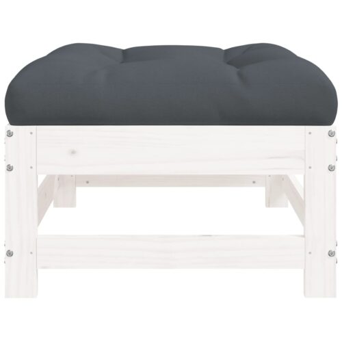 2pcs Outdoor Footstool Garden Patio Bench Ottoman Chair Seat White Pine Wood - Image 6