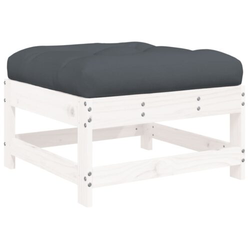 2pcs Outdoor Footstool Garden Patio Bench Ottoman Chair Seat White Pine Wood - Image 7