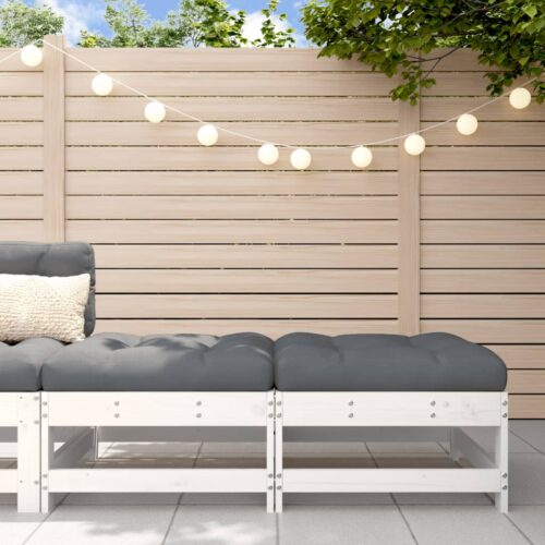 2pcs Outdoor Footstool Garden Patio Bench Ottoman Chair Seat White Pine Wood - Image 11