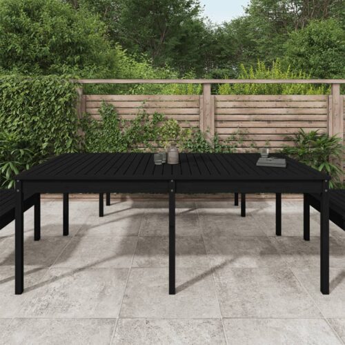 Garden Table Black 203.5x100x76cm Solid Wood Pine - Image 3
