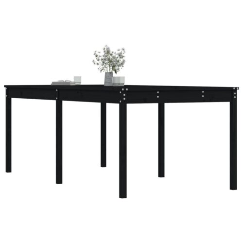 Garden Table Black 203.5x100x76cm Solid Wood Pine - Image 4