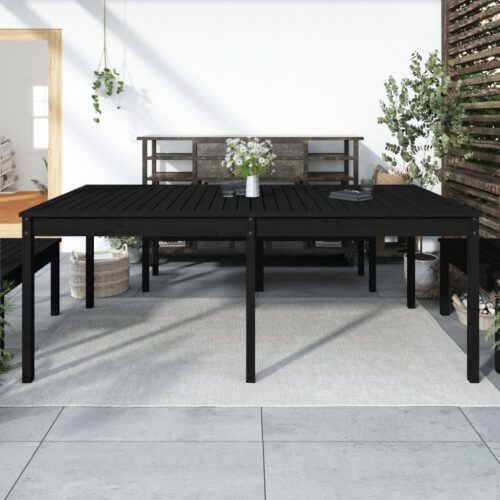 Garden Table Black 203.5x100x76cm Solid Wood Pine - Image 9