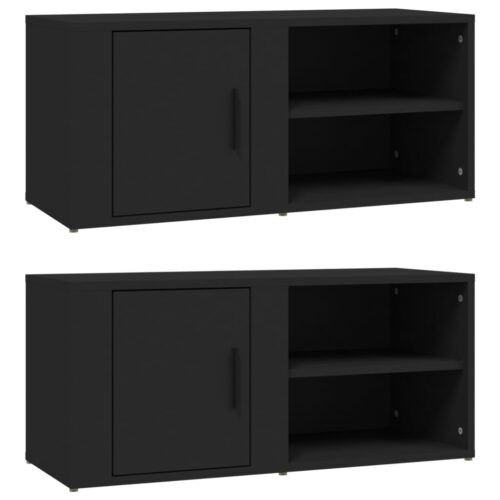 TV Cabinets 2pcs Black 80x31.5x36cm Engineered Wood - Image 2