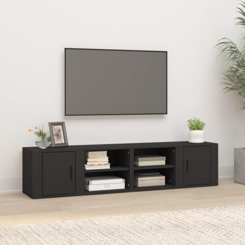 TV Cabinets 2pcs Black 80x31.5x36cm Engineered Wood - Image 12