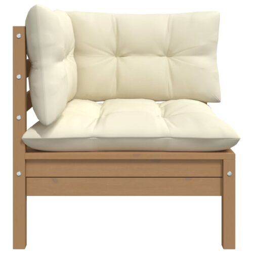 Garden Corner Sofa with Cushions Honey Brown Solid Pinewood - Image 2