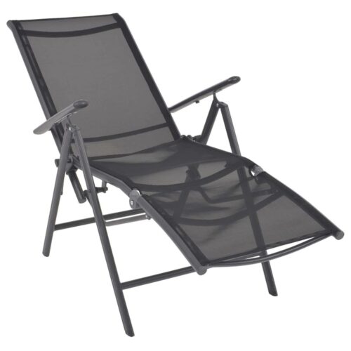 Outdoor Recliner Chair Garden Patio Balcony Sun Lounge Seat Aluminium Black - Image 2