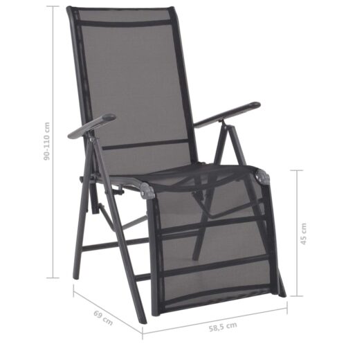 Outdoor Recliner Chair Garden Patio Balcony Sun Lounge Seat Aluminium Black - Image 9