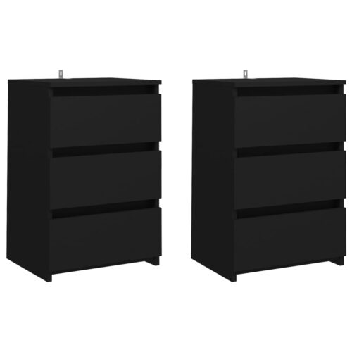 Bed Cabinets 2pcs Black 40x35x62.5cm Engineered Wood