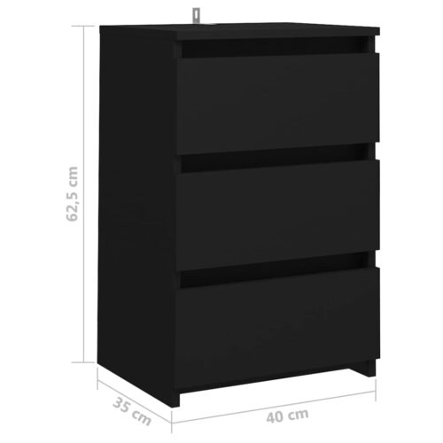 Bed Cabinets 2pcs Black 40x35x62.5cm Engineered Wood - Image 8