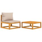 2-Piece Garden Sofa Set with Cushions Solid Wood Acacia