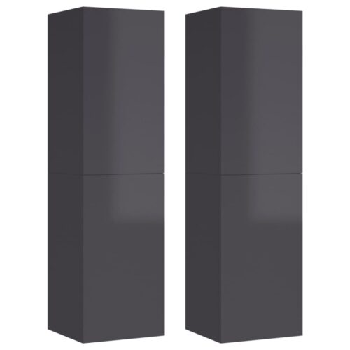 TV Cabinets 2pcs High Gloss Grey 30.5x30x110cm Engineered Wood
